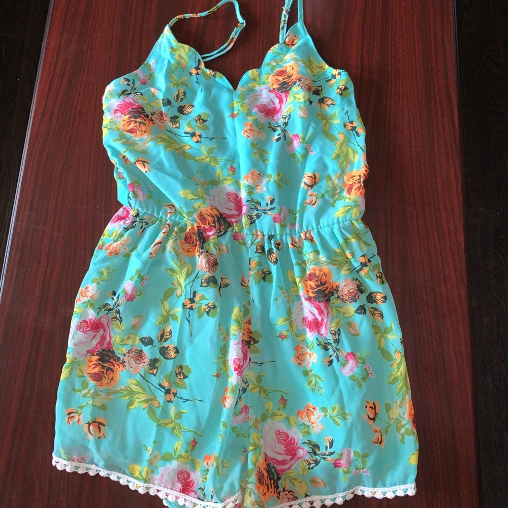 Blue floral romper